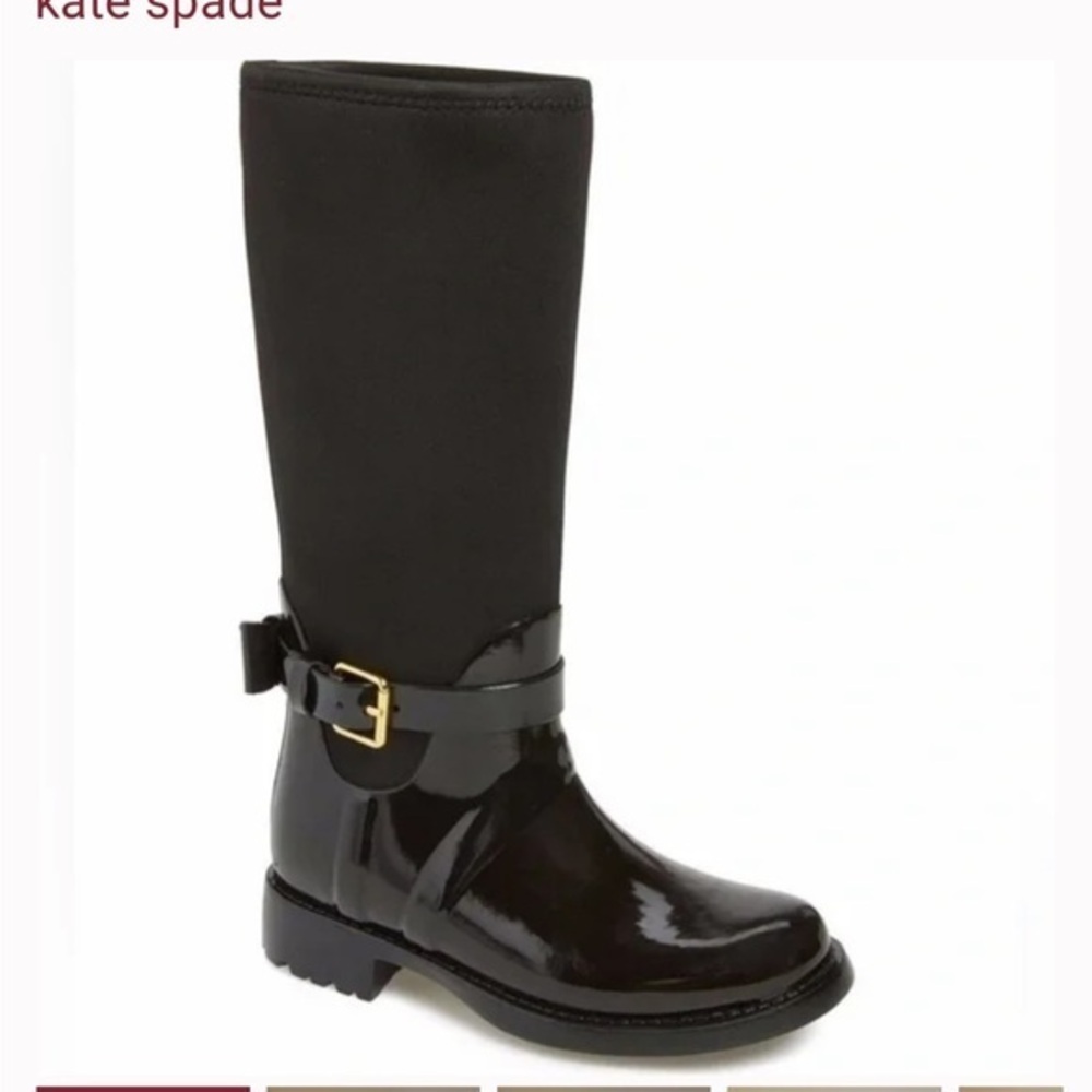 Kate Spade ♠️ Bliss Wellington Moto Rain Boots in Black size 8